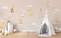 Pink Sweet dreams wallpaper for kids room - Wallanza