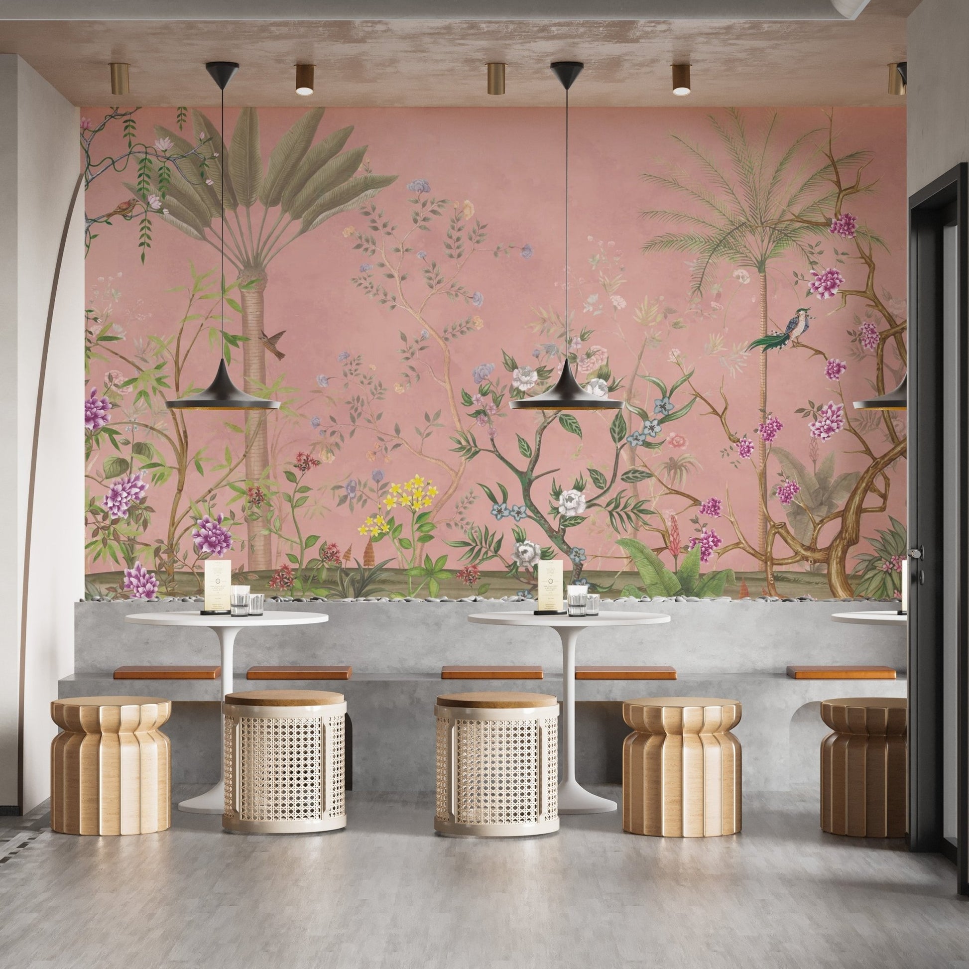 Pink Tropical Chinoiserie Wallpaper - Wallanza