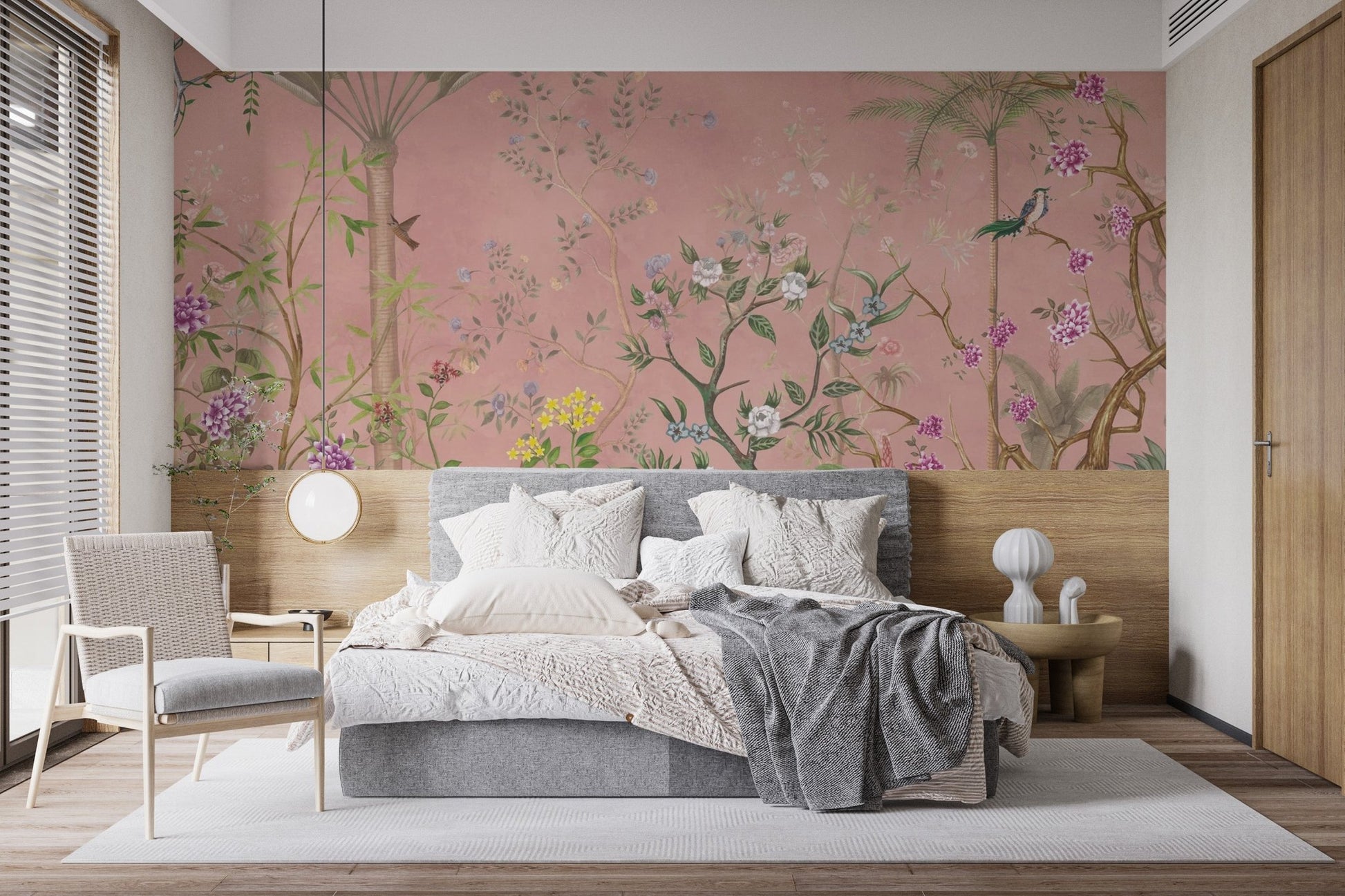 Pink Tropical Chinoiserie Wallpaper - Wallanza
