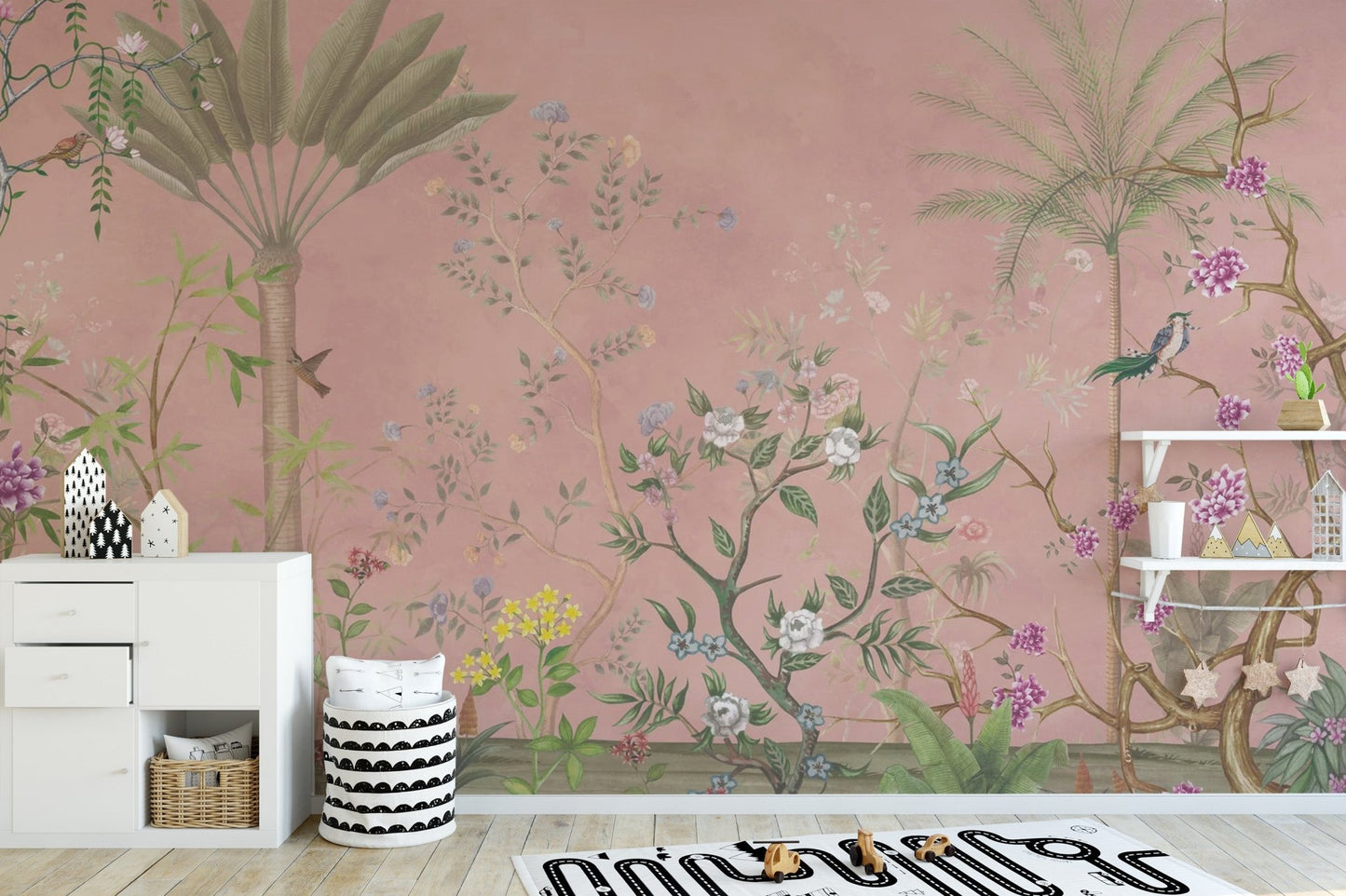Pink Tropical Chinoiserie Wallpaper - Wallanza