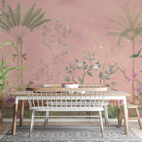 Pink Tropical Chinoiserie Wallpaper - Wallanza