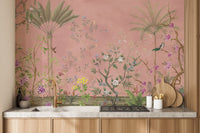 Pink Tropical Chinoiserie Wallpaper - Wallanza