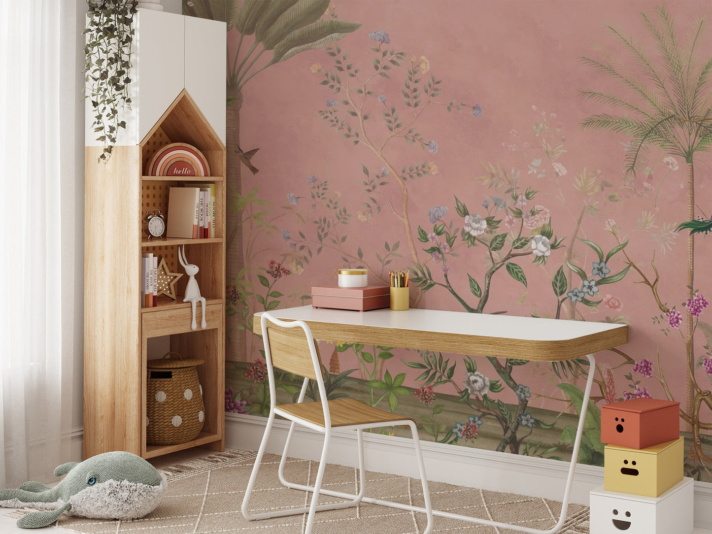 Pink Tropical Chinoiserie Wallpaper - Wallanza