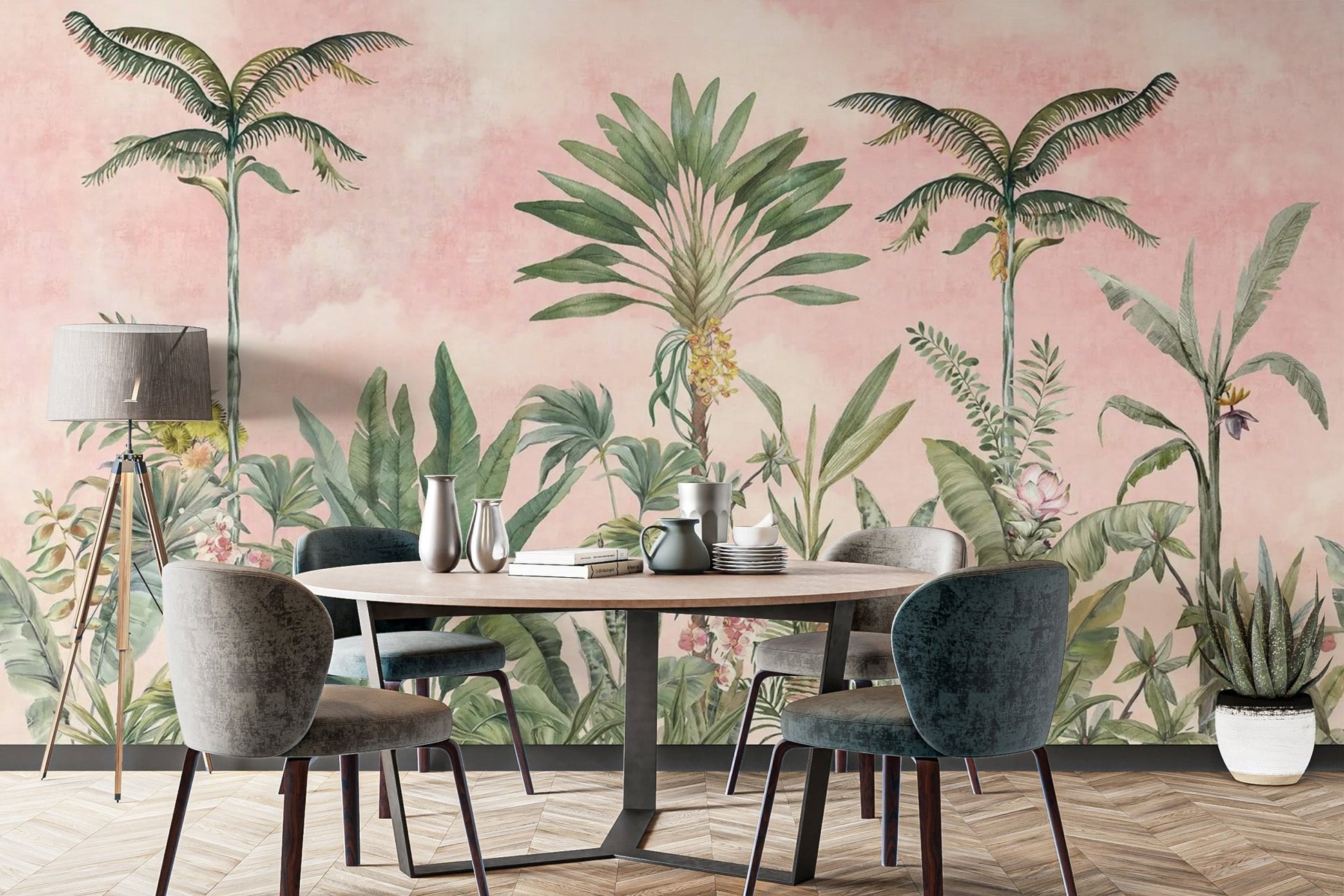 Pink Tropical Wallpaper Mural - Wallanza
