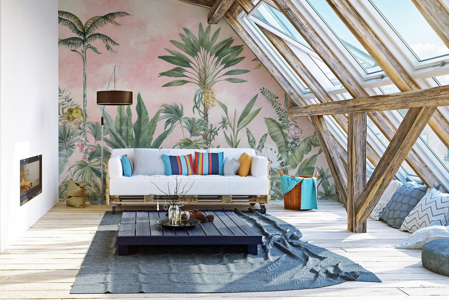 Pink Tropical Wallpaper Mural - Wallanza