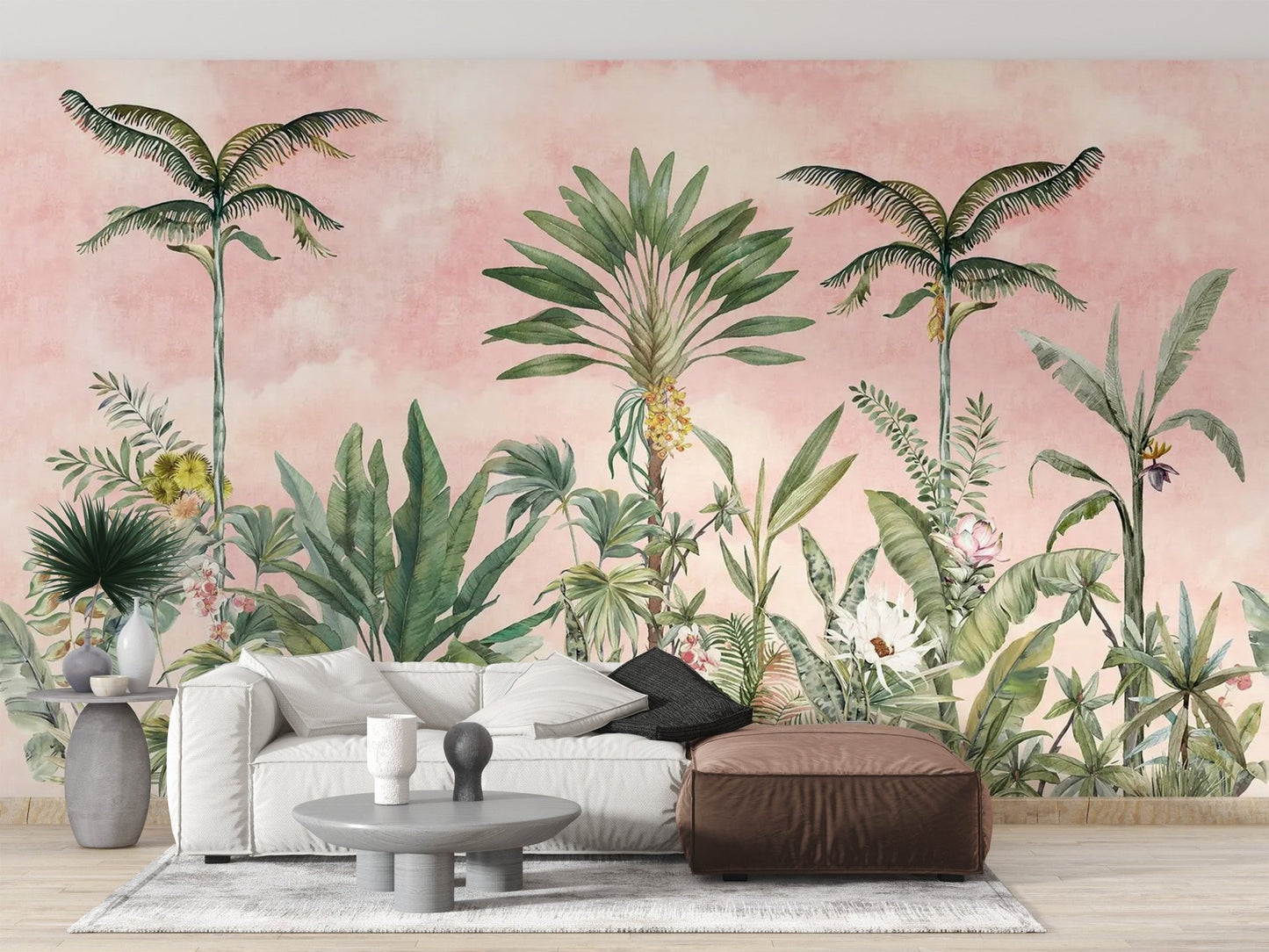 Pink Tropical Wallpaper Mural - Wallanza