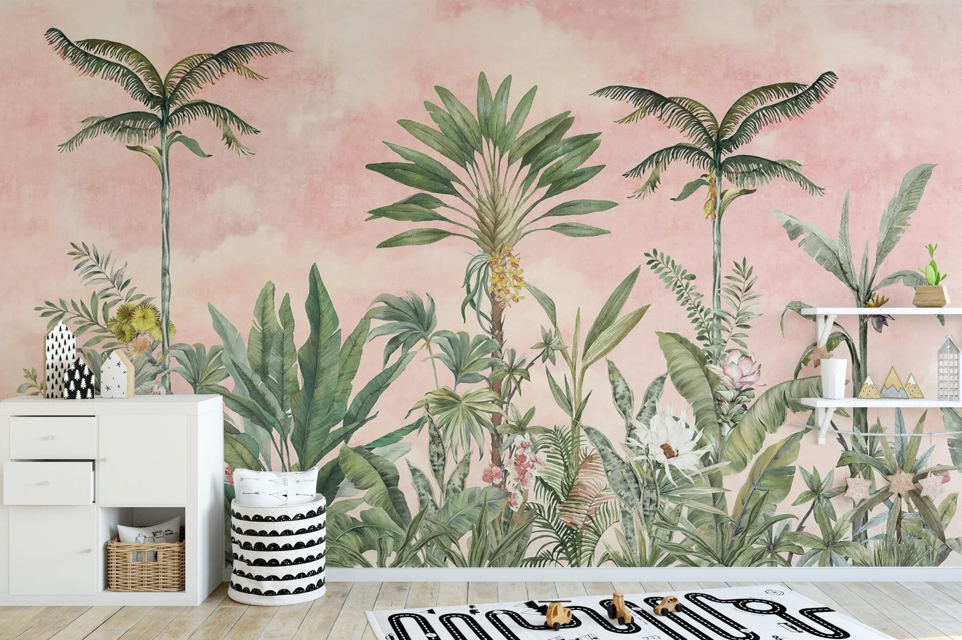 Pink Tropical Wallpaper Mural - Wallanza