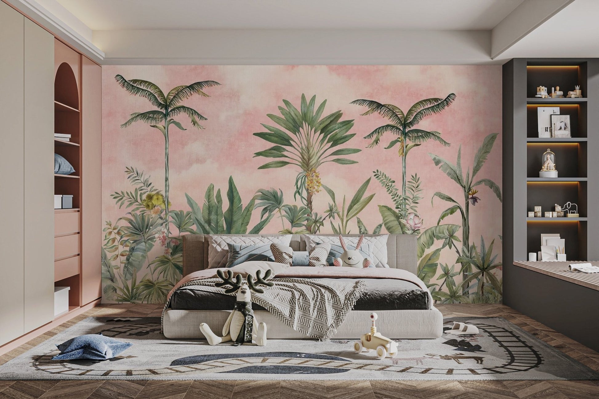 Pink Tropical Wallpaper Mural - Wallanza