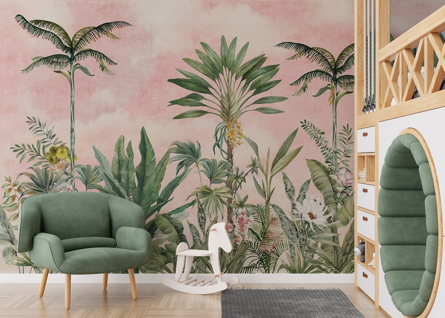 Pink Tropical Wallpaper Mural - Wallanza