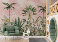 Pink Tropical Wallpaper Mural - Wallanza