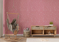 Pink Venetian Quartz Stone Terrazzo Peel and Stick Wallpaper in nursery with swing chair.