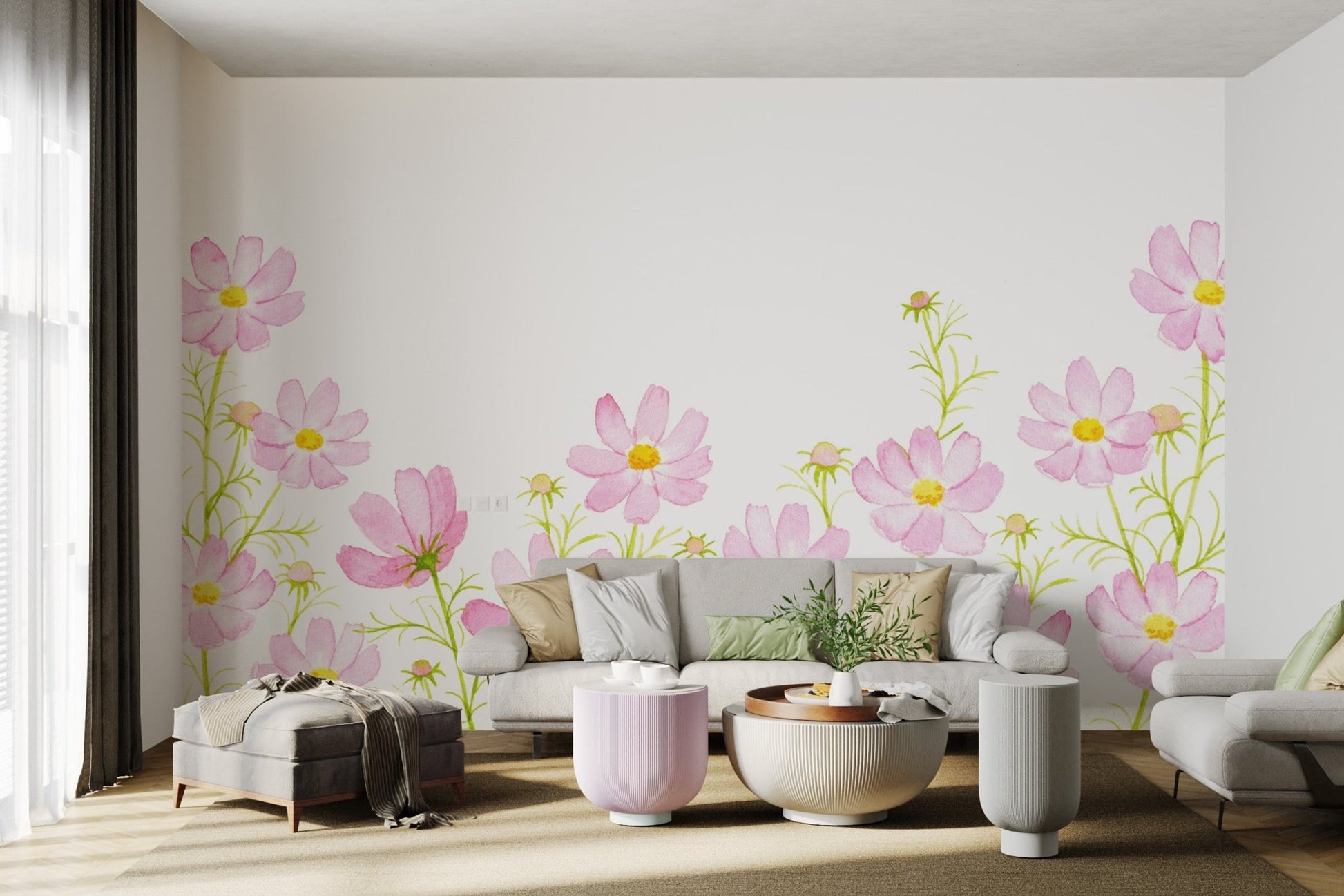 Pink Watercolor Floral Wallpaper - Wallanza
