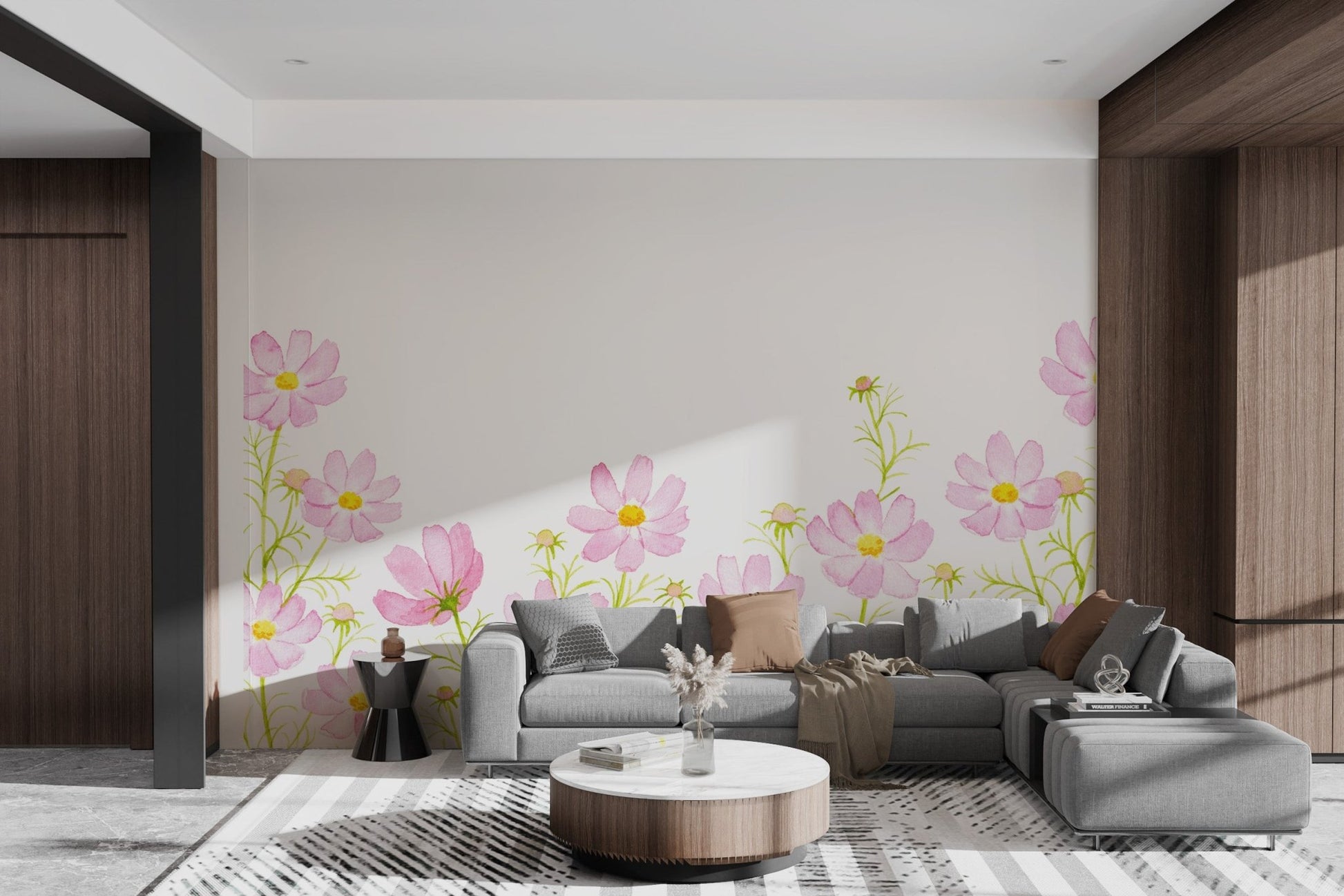 Pink Watercolor Floral Wallpaper - Wallanza