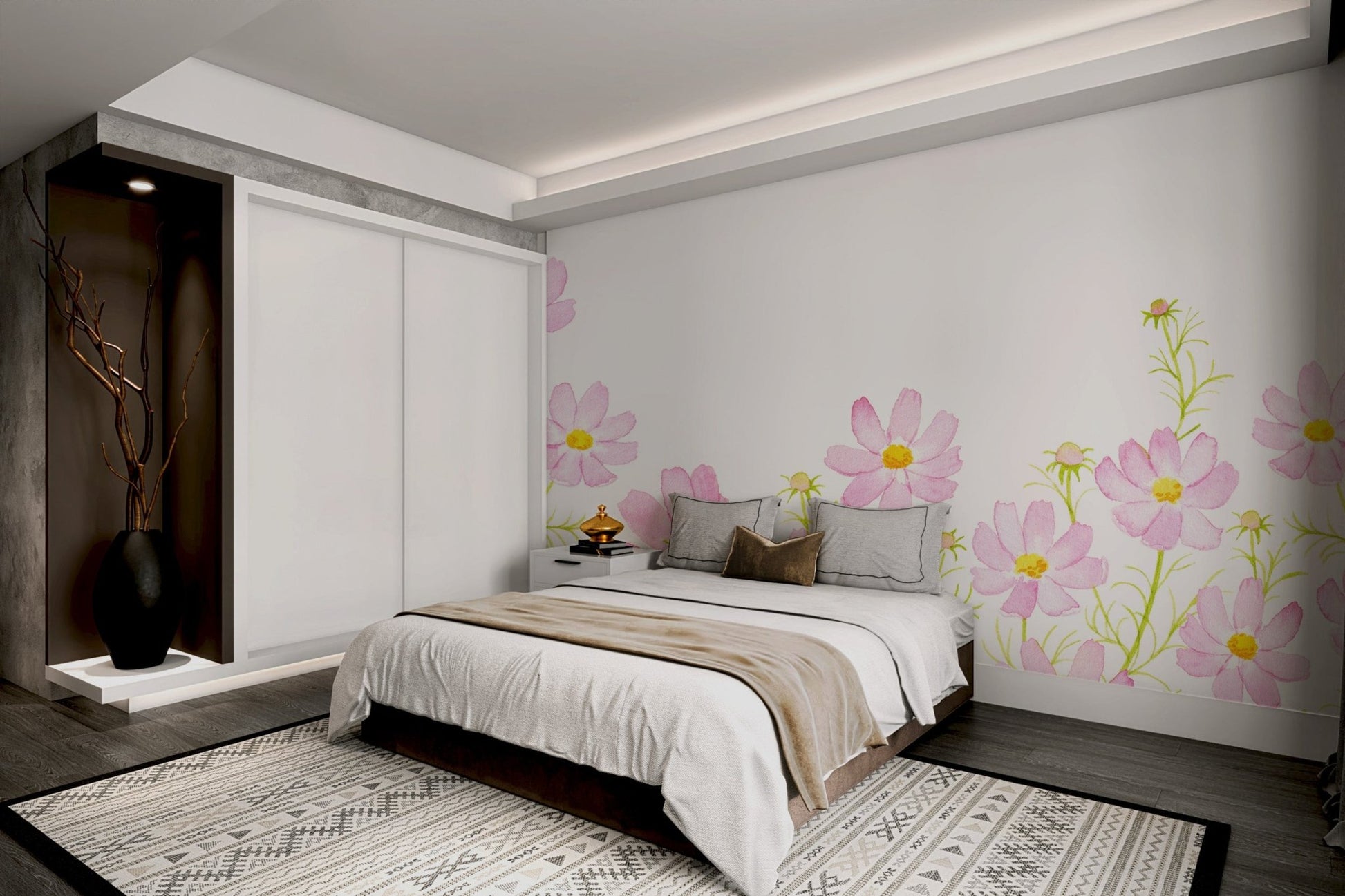 Pink Watercolor Floral Wallpaper - Wallanza