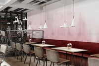 Light pink wash watercolor wall mural for a commercial dining area.