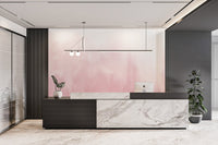 Pastel pink gradient wall mural applied to a wide hallway.