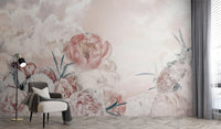 Pink White Flower Wallpaper Mural - Wallanza