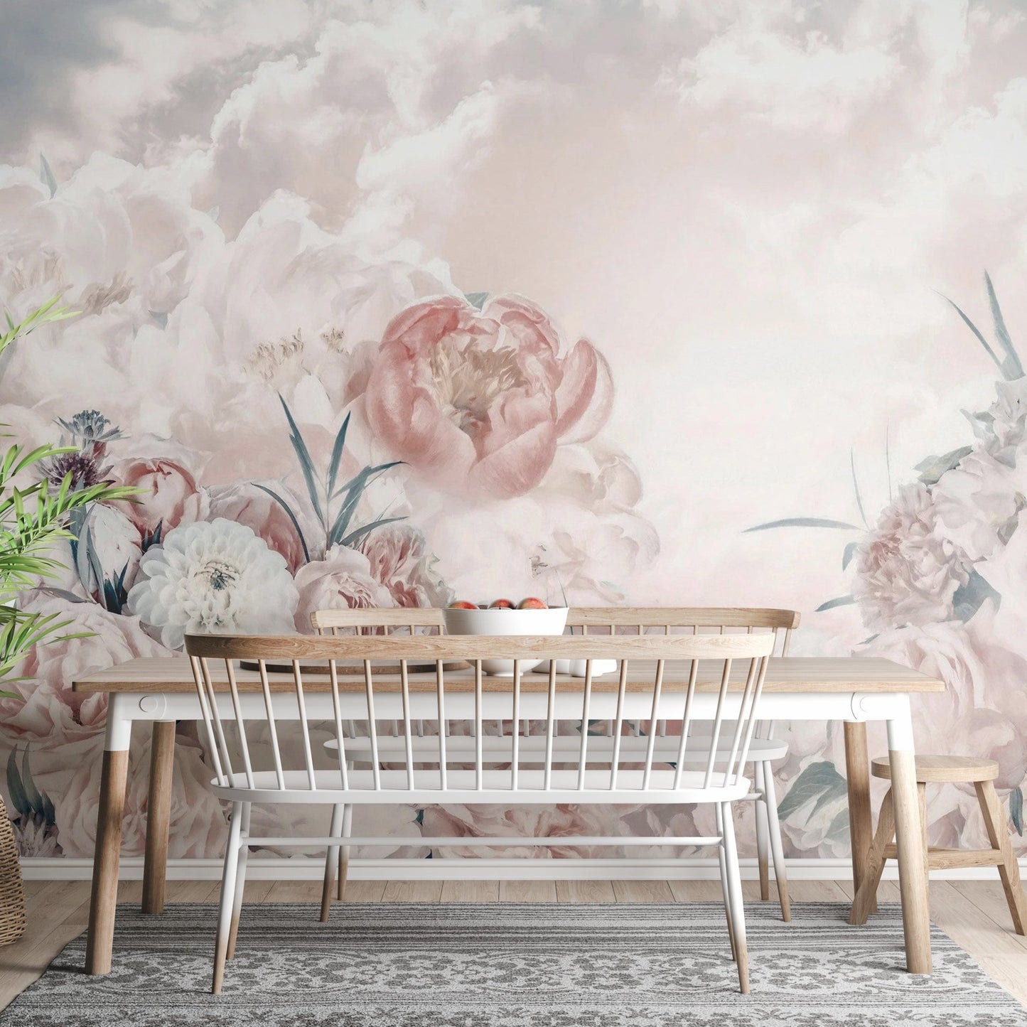 Pink White Flower Wallpaper Mural - Wallanza