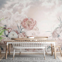 Pink White Flower Wallpaper Mural - Wallanza