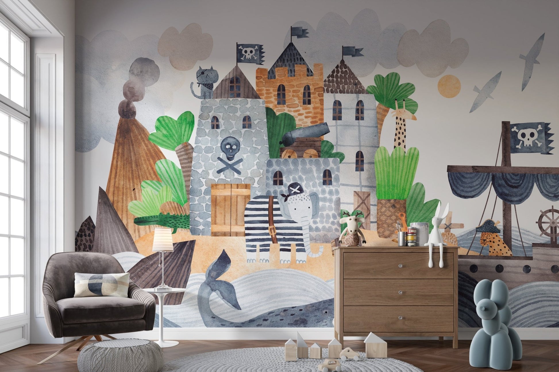 Pirates Castle Kids Wall Mural - Wallanza