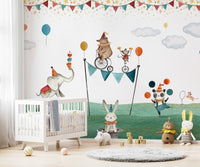 Playful Circus Animals Wall Mural - Wallanza