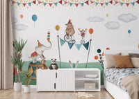 Playful Circus Animals Wall Mural - Wallanza
