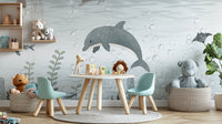 Playful Dolphin Wallpaper Mural - Wallanza