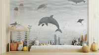 Playful Dolphin Wallpaper Mural - Wallanza