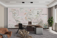 Playful Global Wildlife Wallpaper Mural - Wallanza