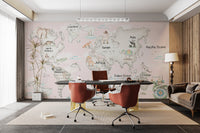 Playful Global Wildlife Wallpaper Mural - Wallanza