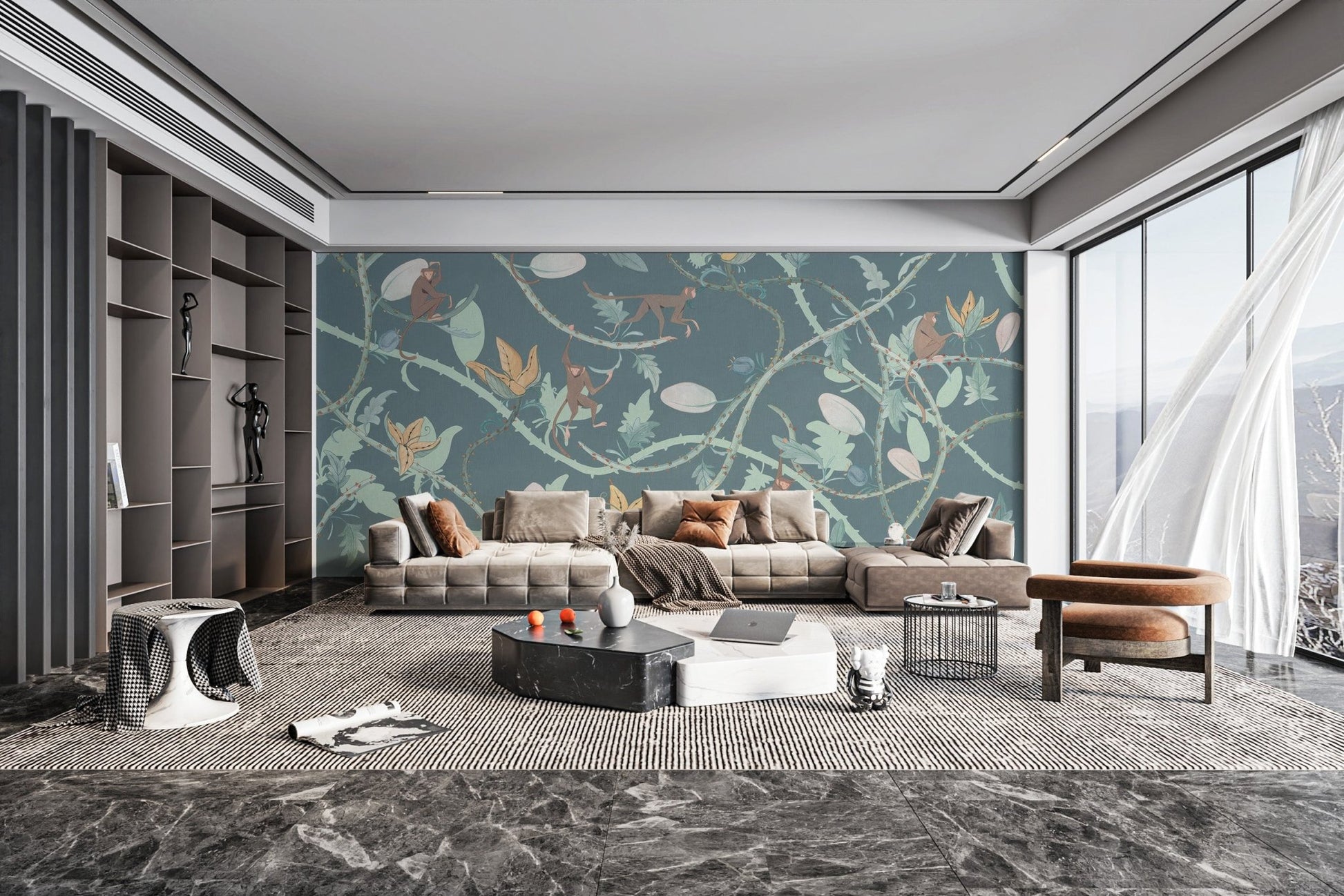 Playful Monkeys Wallpaper Mural - Wallanza