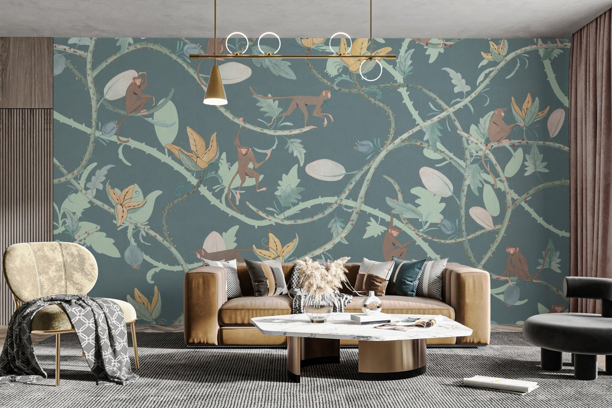 Playful Monkeys Wallpaper Mural - Wallanza