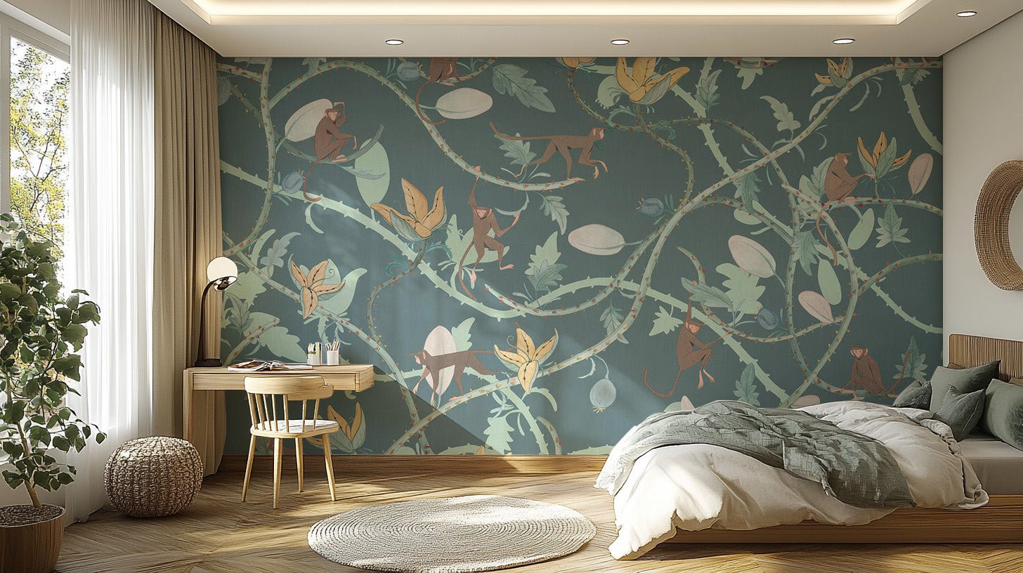 Playful Monkeys Wallpaper Mural - Wallanza
