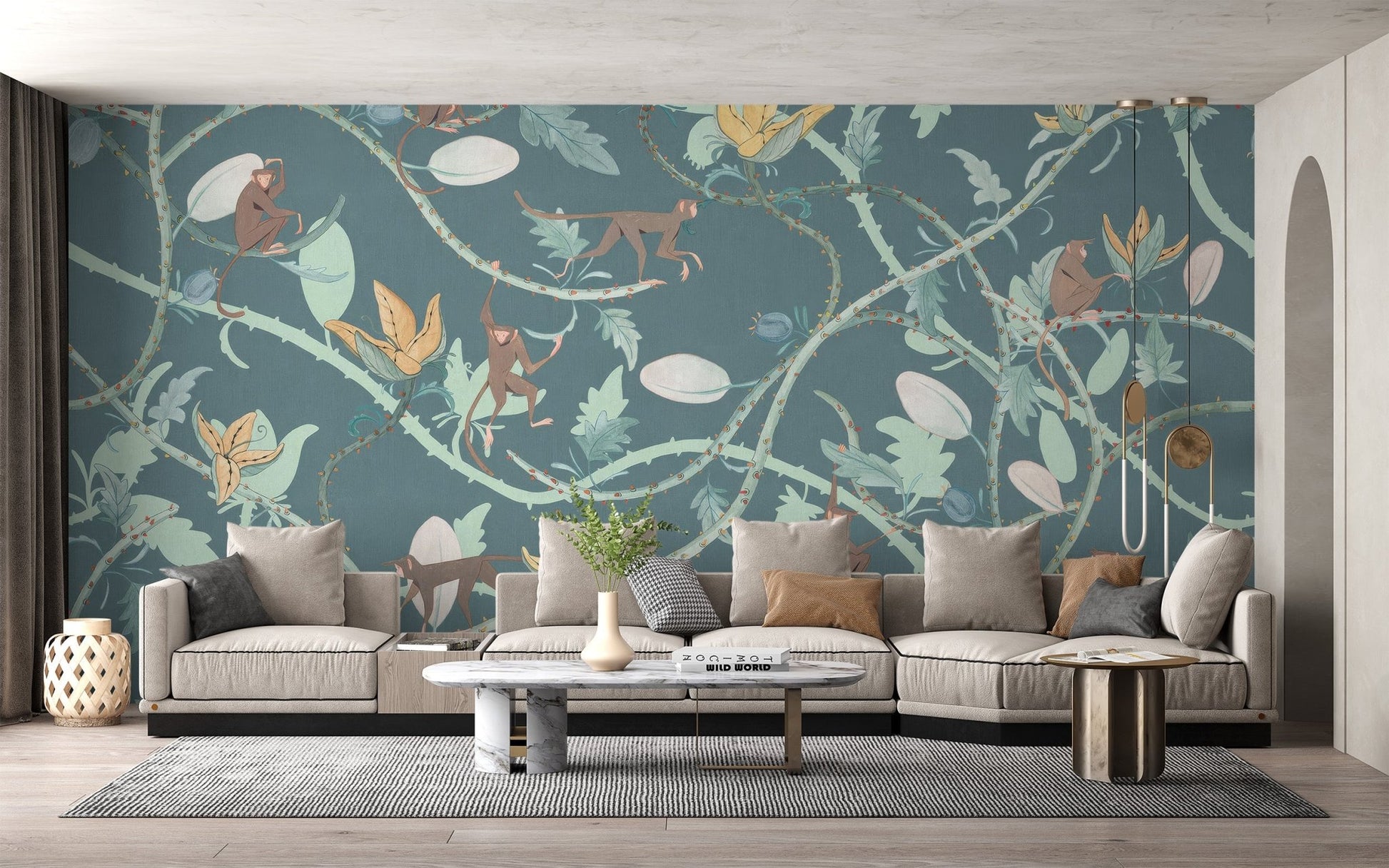 Playful Monkeys Wallpaper Mural - Wallanza