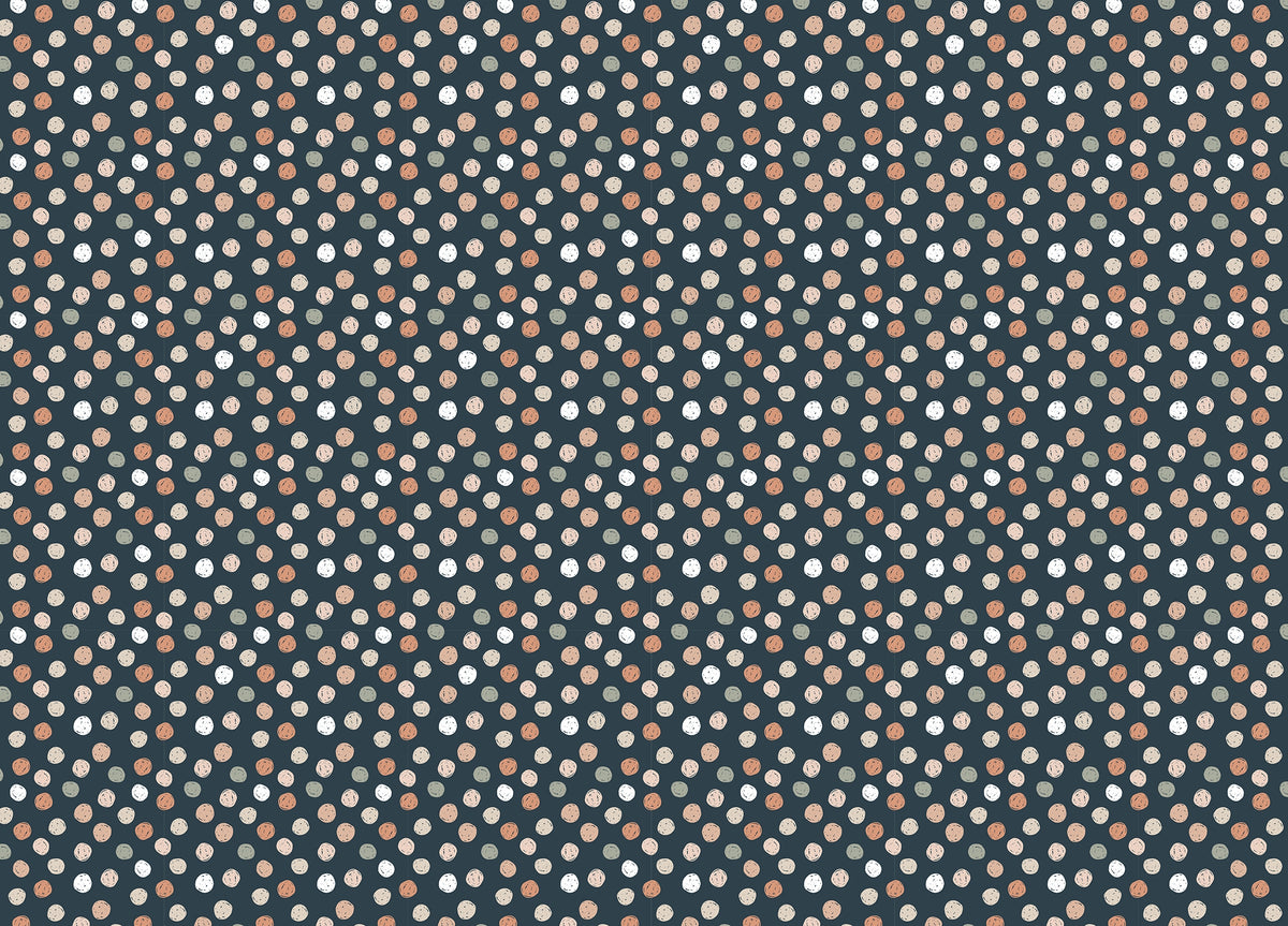 Dark Blue Abstract Pattern Irregular Polka Dots Wallpaper in your room — zoomed