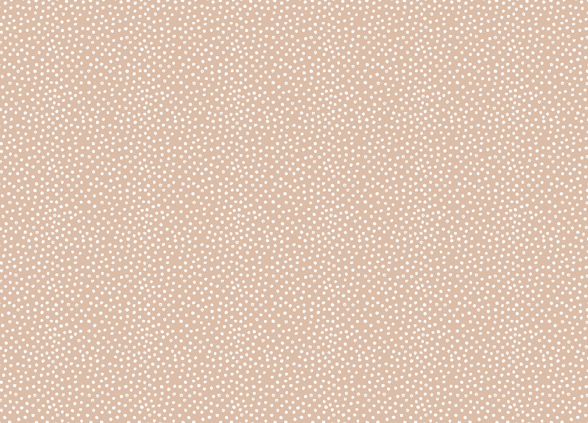 Abstract Beige and White Brush Polka Dots Wallpaper in your room — zoomed