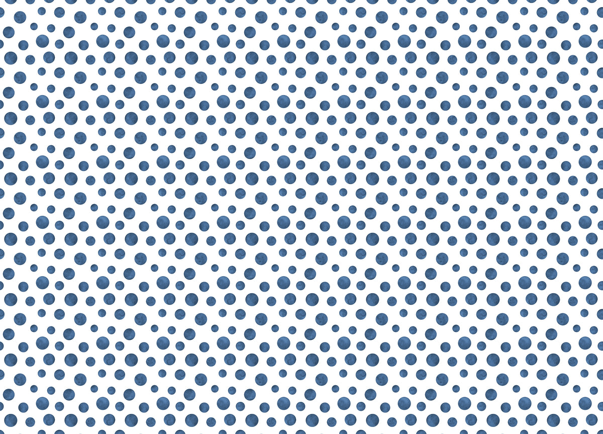 Navy Blue Indigo Watercolor Polka Dots Wallpaper in your room — zoomed