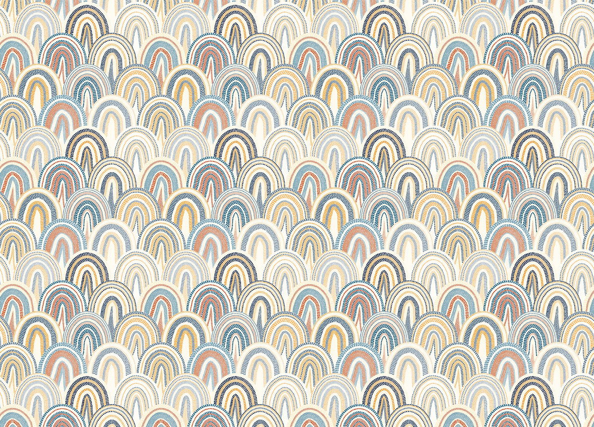 Bohemian Patchwork Pattern Polka Dots Style Wallpaper in your room — zoomed