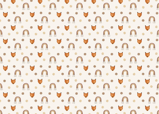 Polka Dots Brown Beige Rainbow Fox Kids Room Wallpaper