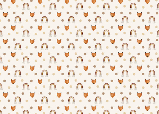 Polka Dots Brown Beige Rainbow Fox Kids Room Wallpaper