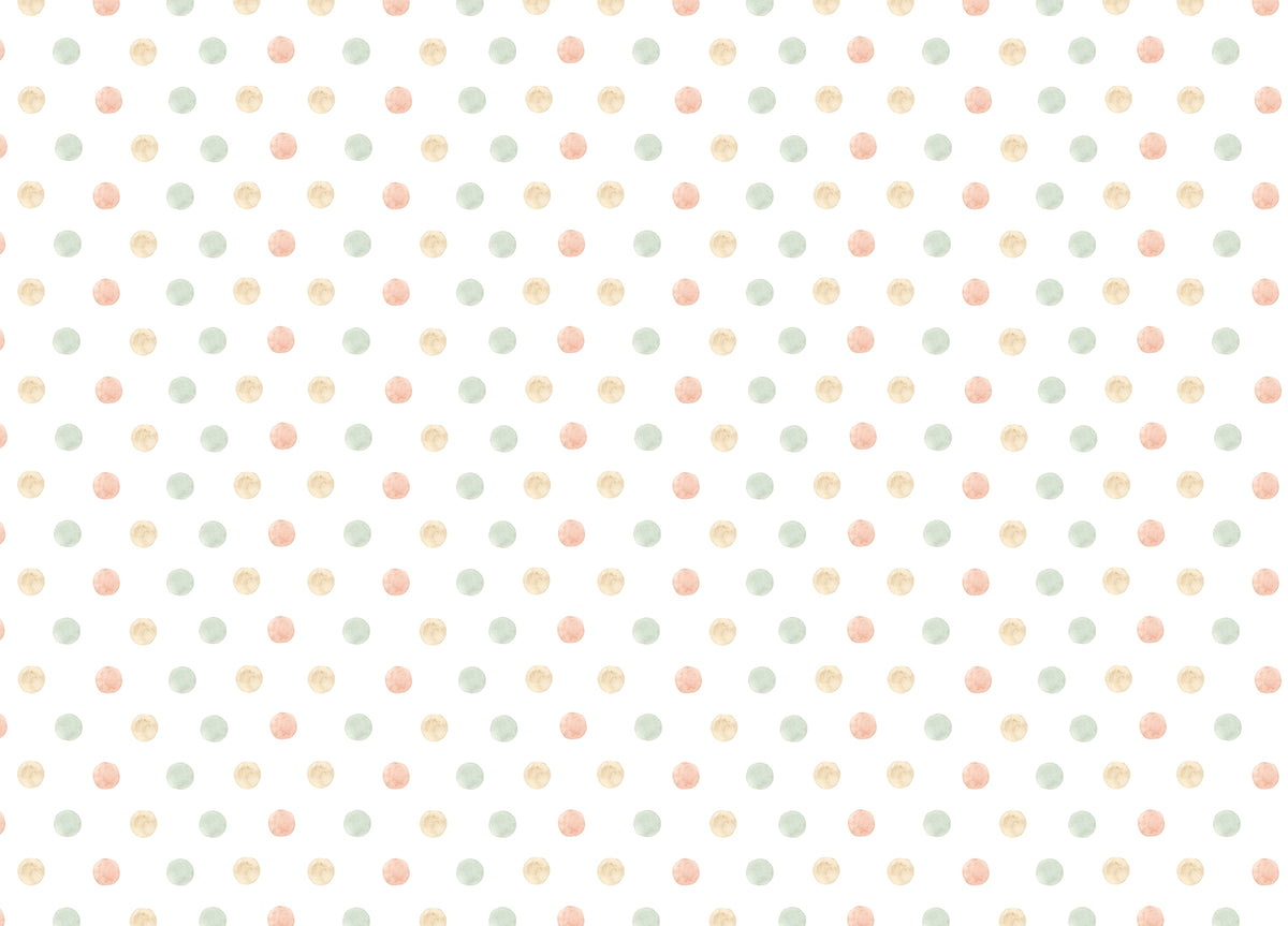 Pastel Watercolor Polka Dots Isolated White Wallpaper in your room