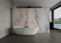 Sophisticated mural showcasing polished onyx marble details for bathroom interior.