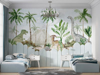 Colorful prehistoric paradise design for wall decor
