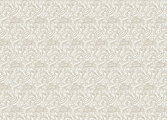 Beige Color Middle Eastern Paisleys Swirled Leaves Wallpaper