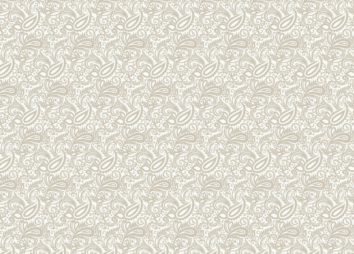 Beige Color Middle Eastern Paisleys Swirled Leaves Wallpaper in your room