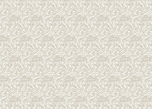 Beige Color Middle Eastern Paisleys Swirled Leaves Wallpaper