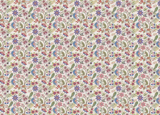 Fantasy Flowers Retro Vintage Jacobean Embroidery Style Wallpaper