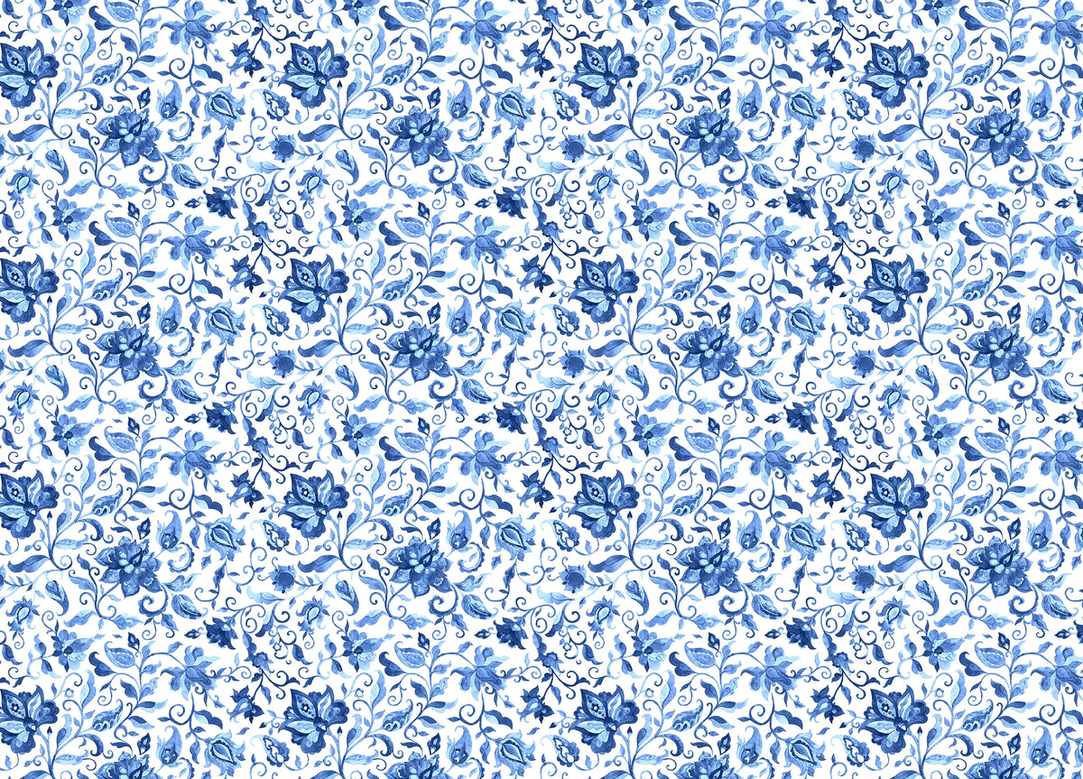 Paisley Watercolor Floral Pattern Flowers Leaves Wallpaper in your room — zoomed