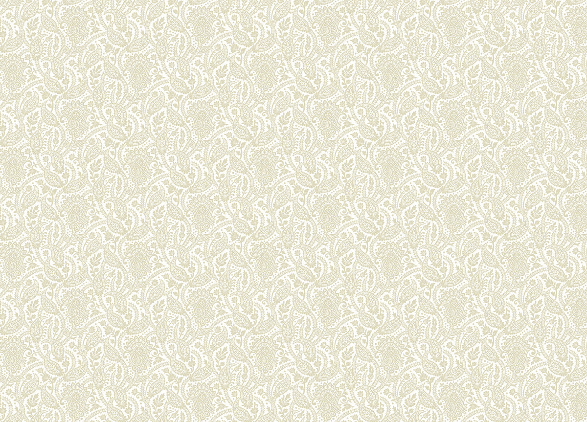 Beige Color Adrian Honey Paisley Wallpaper in your room — zoomed