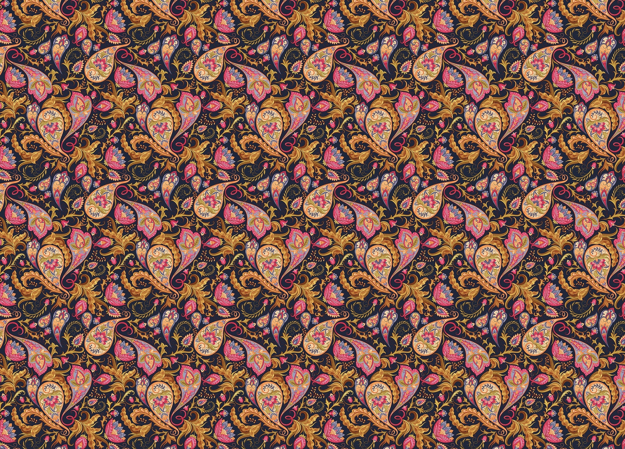 Colorful Abstract Repeat Pattern Paisley Wallpaper